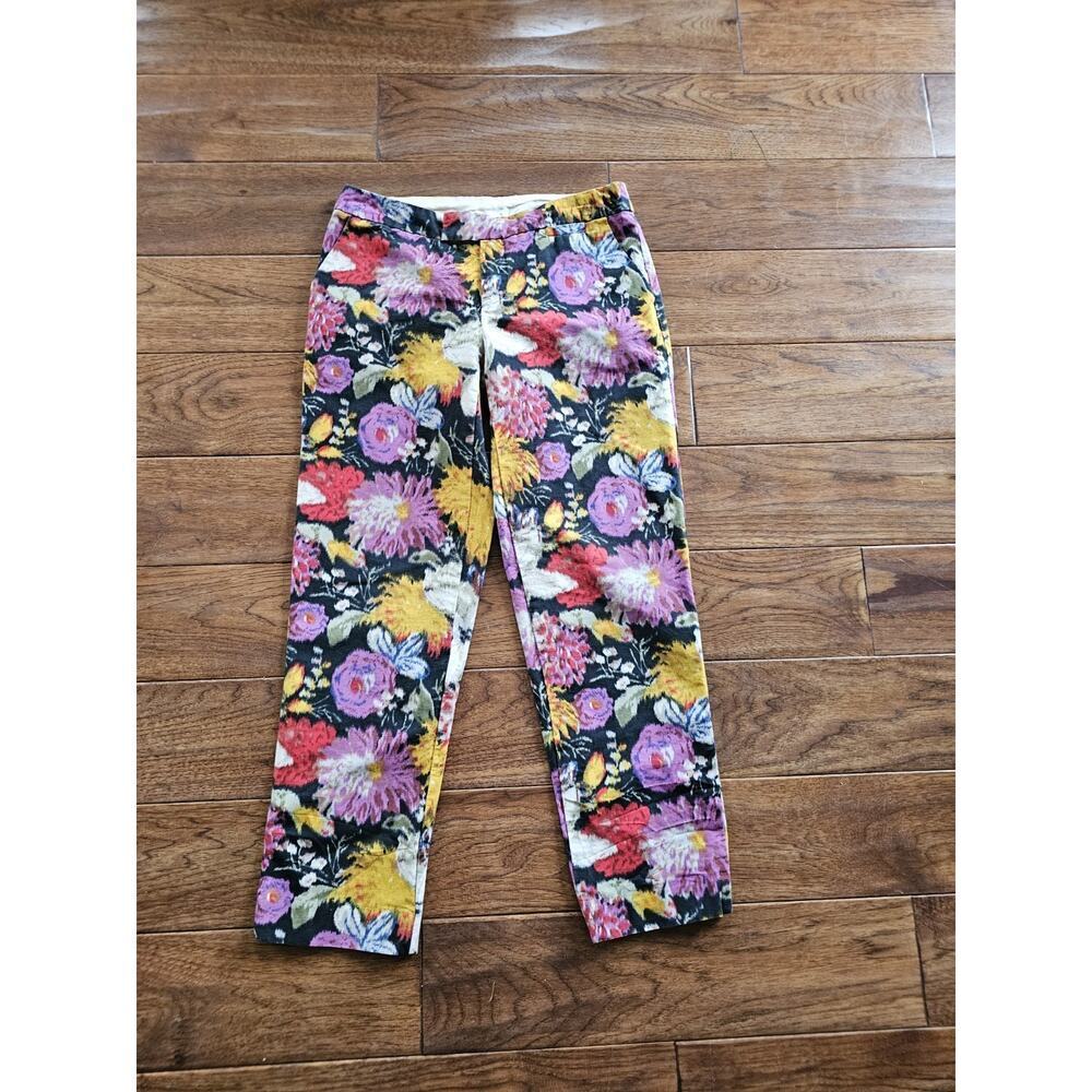 Anthropologie Elevenses Bold Floral Trousers Pants Size 0 Bohemian Boho Chic - Picture 2 of 5